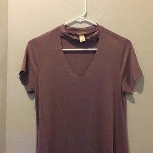 Eggplant colored T-shirt dress.